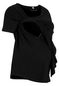 Długi shirt ciążowy i do karmienia piersią LENZING™ ECOVERO bonprix czarny. Kolekcja: moda ciążowa. Kolor: czarny. Materiał: materiał. Długość: długie #1