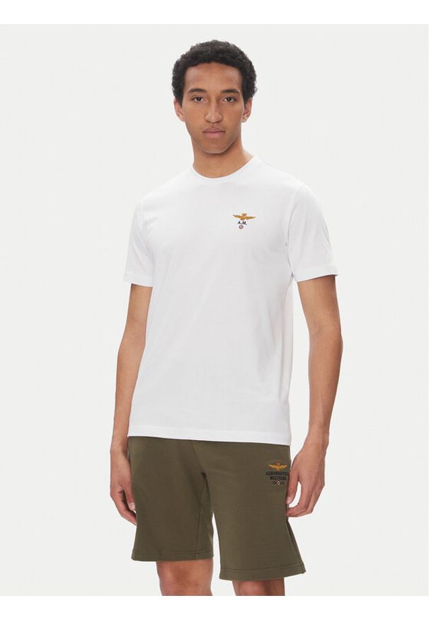 Aeronautica Militare T-Shirt 251TS1580J372 Biały Regular Fit. Kolor: biały. Materiał: bawełna