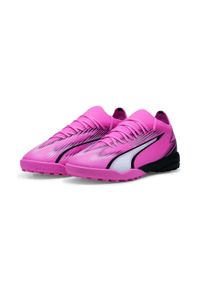 Buty piłkarskie męskie Puma Ultra Match Tt. Zapięcie: sznurówki. Kolor: biały, czarny, różowy, wielokolorowy. Materiał: syntetyk, tkanina, materiał. Szerokość cholewki: normalna. Sport: piłka nożna