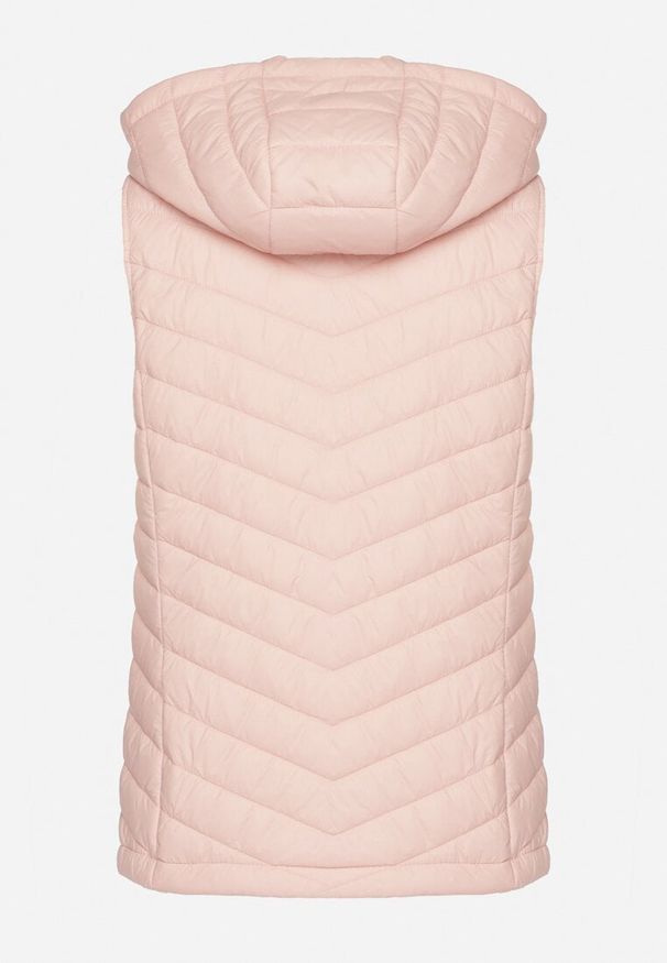 Born2be - Różowa Pikowana Kamizelka z Odpinanym Kapturem i Kieszeniami Ninallia. Okazja: na co dzień. Kolor: różowy. Materiał: jeans. Styl: sportowy, elegancki, casual