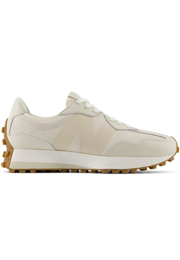 Buty damskie New Balance WS327DBA – beżowe. Okazja: na co dzień. Kolor: beżowy. Materiał: dresówka, skóra, guma. Szerokość cholewki: normalna. Sezon: wiosna