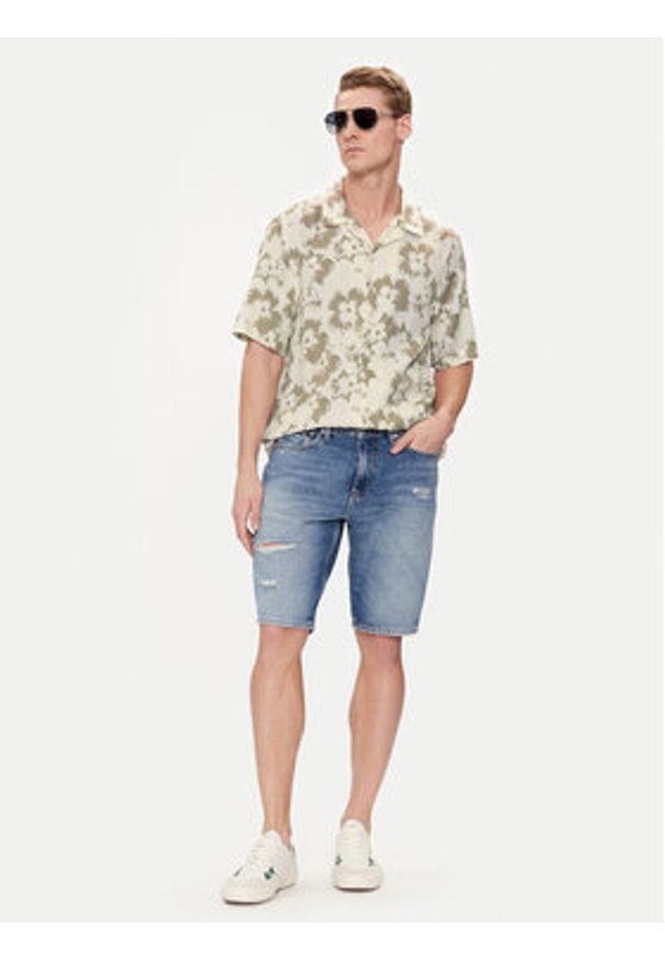 Calvin Klein Koszula Flower K10K112703 Beżowy Regular Fit. Kolor: beżowy. Materiał: lyocell