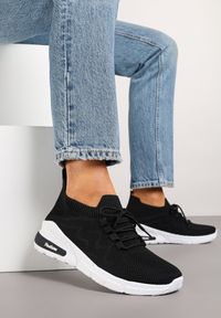Born2be - Czarne Buty Sportowe Amathousa. Okazja: na co dzień. Kolor: czarny. Materiał: jeans #6