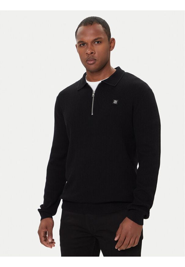 Hugo - HUGO Sweter Sastoro 50524556 Czarny Regular Fit. Kolor: czarny. Materiał: syntetyk