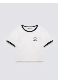 Big-Star - Koszulka dziewczęca z kontrastowym wykoŅczeniem biała Lillia 100. Okazja: na co dzień, na uczelnię. Kolor: biały. Materiał: dzianina. Wzór: nadruk. Styl: retro, młodzieżowy, casual, klasyczny, sportowy #4
