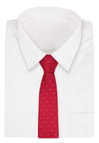 Czerwony Elegancki Krawat -Angelo di Monti- 6 cm, Męski, w Kwadraciki, Wzór Geometryczny. Kolor: czerwony. Wzór: geometria. Styl: elegancki #2