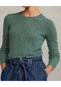 Ralph Lauren - RALPH LAUREN - Zielony sweter Straight fit. Typ kołnierza: polo. Kolor: zielony. Materiał: kaszmir, wełna. Długość rękawa: długi rękaw. Długość: długie