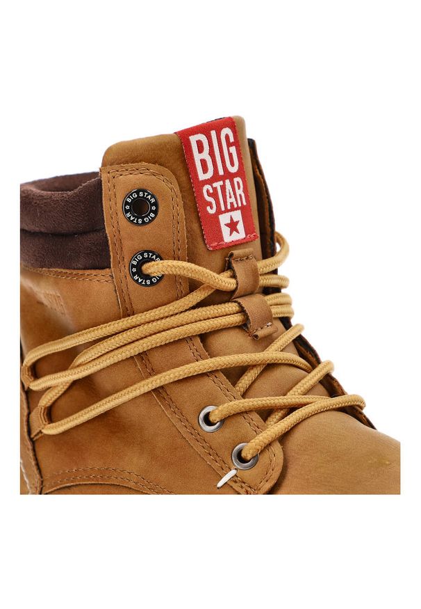 Big-Star - Beżowe Trapery Big Star Damskie Zimowe Obuwie. Okazja: na co dzień, na spacer. Zapięcie: sznurówki. Kolor: beżowy. Szerokość cholewki: normalna. Materiał: skóra ekologiczna, materiał, syntetyk. Sezon: zima. Obcas: na obcasie. Styl: elegancki, casual. Wysokość obcasa: niski