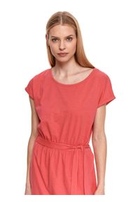 TOP SECRET - Sukienka bawełniana midi. Kolor: różowy. Materiał: bawełna. Długość rękawa: krótki rękaw. Typ sukienki: kopertowe. Długość: midi #3