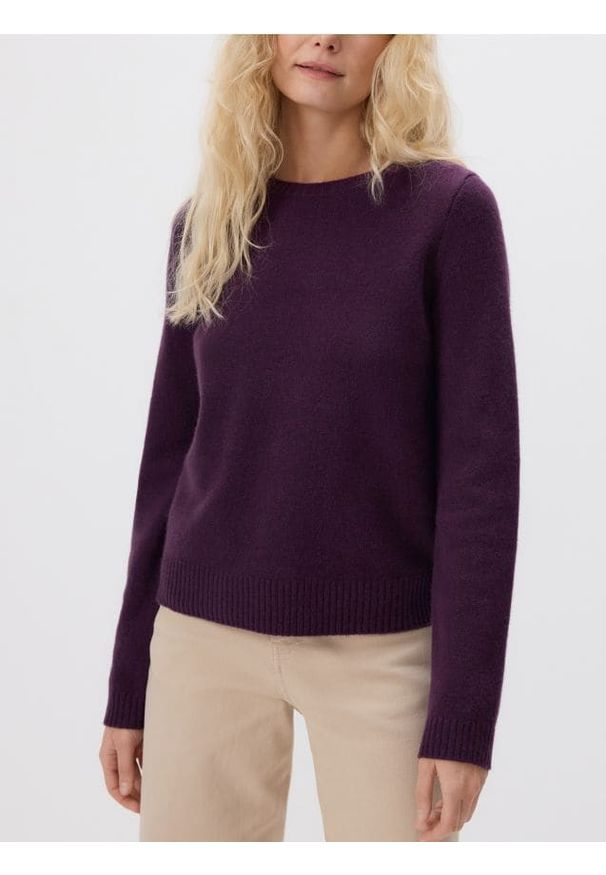 Reserved - Wełniany sweter - ciemnofioletowy. Kolor: fioletowy. Materiał: wełna