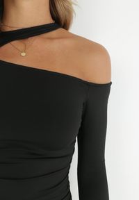 Born2be - Czarna Sukienka Mellessa. Kolor: czarny. Długość rękawa: długi rękaw. Wzór: jednolity. Typ sukienki: asymetryczne. Styl: elegancki. Długość: mini #4