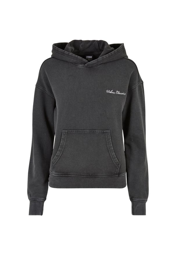 Sweat bluza frotte z kapturem z małym haftem kobieta Urban Classics. Typ kołnierza: kaptur. Kolor: czarny. Wzór: haft