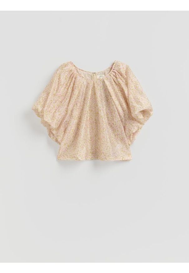 Reserved - Bluzka z lyocellem - złamana biel. Materiał: tkanina