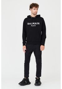 Balmain - BALMAIN Czarna bluza Printed Hoodie. Typ kołnierza: kaptur. Kolor: czarny #5