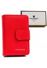 Portfel damski Peterson PTN 009-SAF czerwony. Kolor: czerwony. Materiał: skóra ekologiczna. Wzór: aplikacja #1