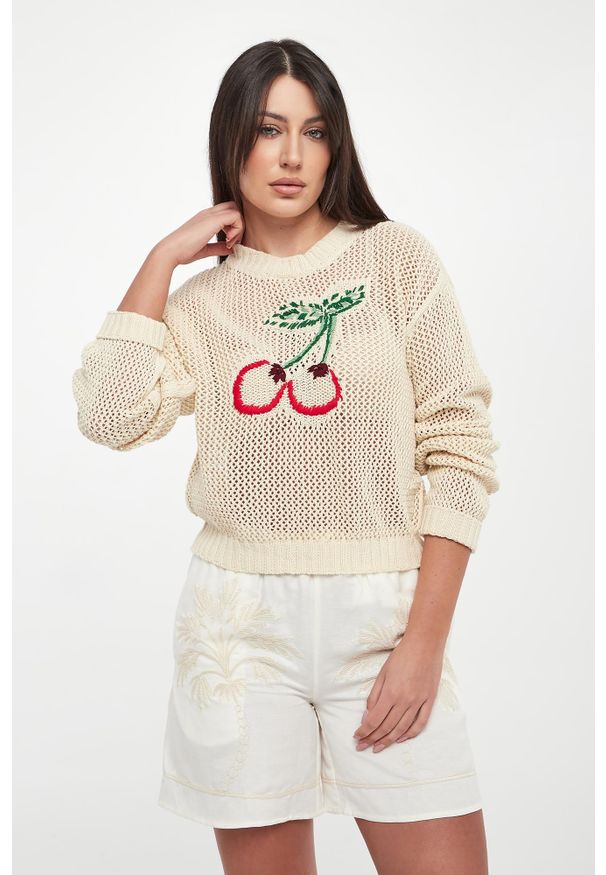 Twinset Milano - Sweter damski ażurowy TWINSET. Wzór: ażurowy