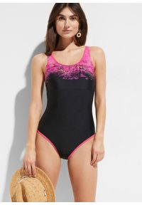 bonprix - Sportowy kostium kąpielowy z tyłem typu bokserka. Kolor: czarny #1