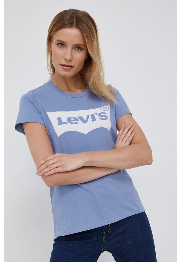 Levi's® - Levi's T-shirt. Okazja: na spotkanie biznesowe, na co dzień. Kolor: fioletowy. Materiał: dzianina. Wzór: nadruk. Styl: biznesowy, casual