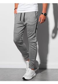 Ombre Clothing - Spodnie męskie dresowe joggery P961 - czarne melanż - XL. Kolor: czarny. Materiał: dresówka. Wzór: melanż. Styl: sportowy #1