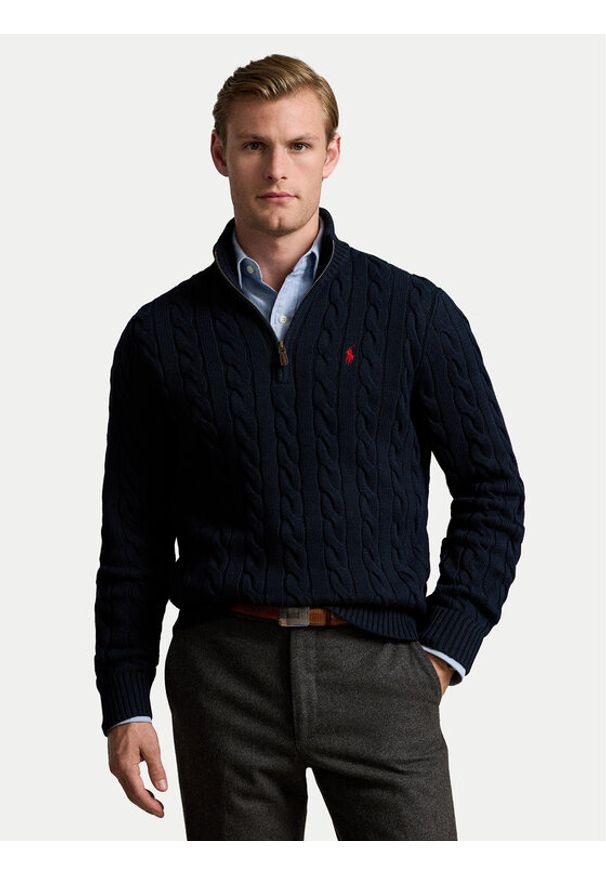 Polo Ralph Lauren Sweter 710810841001 Granatowy Regular Fit. Typ kołnierza: polo. Kolor: niebieski. Materiał: bawełna