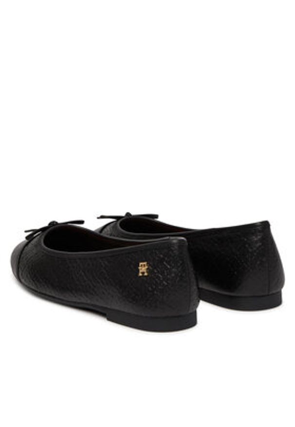TOMMY HILFIGER - Tommy Hilfiger Baleriny Th Monogram Ballerina FW0FW09468 Czarny. Kolor: czarny. Materiał: skóra