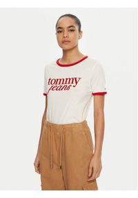 Tommy Jeans T-Shirt DW0DW19449 Biały Relaxed Fit. Kolor: biały. Materiał: bawełna