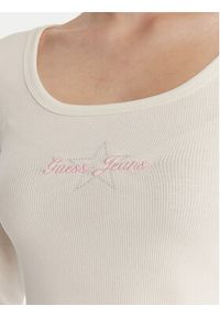 Guess Jeans Bluzka W6RP24 KA0H1 Écru Slim Fit. Materiał: bawełna #4