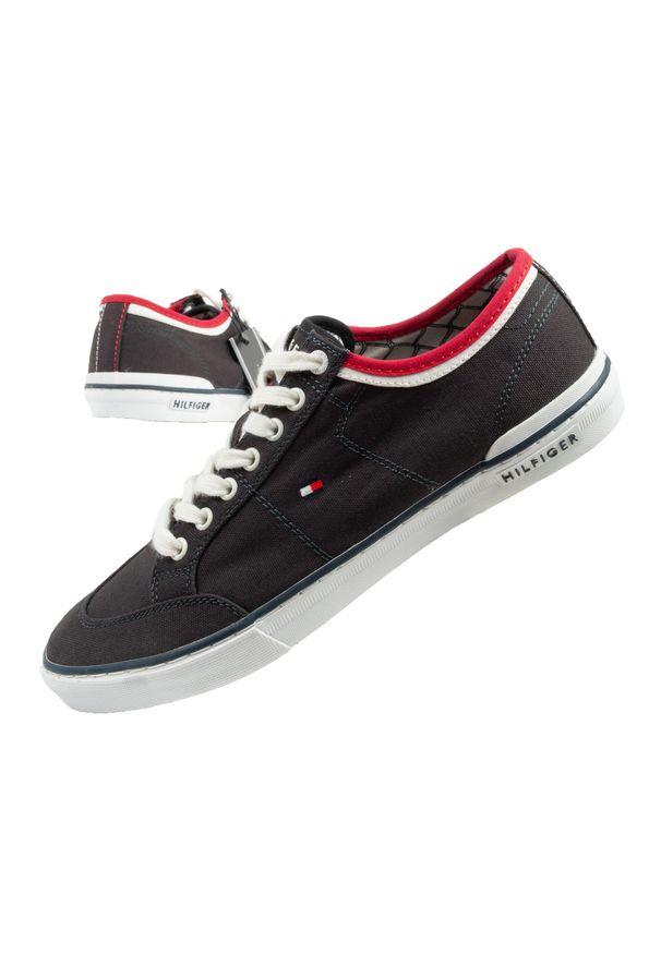 TOMMY HILFIGER - Buty sportowe trampki do chodzenia męskie Tommy Hilfiger. Kolor: niebieski. Materiał: materiał. Szerokość cholewki: normalna. Sport: turystyka piesza