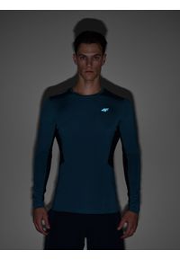 4f - 4F Longsleeve do biegania szybkoschnący męski - zielony M. Kolor: zielony. Materiał: włókno, elastan, dzianina, materiał, poliester. Długość rękawa: długi rękaw. Długość: krótkie. Wzór: gładki, ze splotem. Sport: bieganie, fitness
