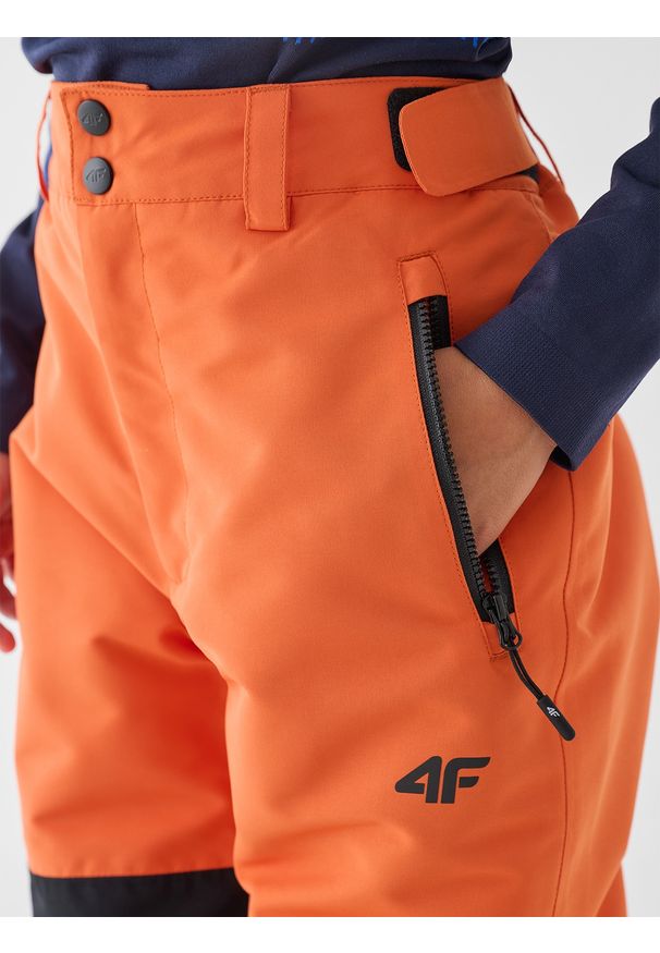 4f - 4F Spodnie snowboardowe membrana 10000 chłopięce - pomarańczowe 140 (9-10 lat). Kolor: pomarańczowy. Materiał: materiał, tkanina, dzianina, poliester. Wzór: gładki. Sezon: zima, lato. Sport: snowboard