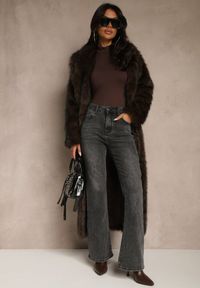 Renee - Czarne Jeansy Dzwony High Waist z Dodatkiem Wiskozy Unenaia. Okazja: na co dzień. Stan: podwyższony. Kolor: czarny. Długość: krótkie. Styl: casual, retro