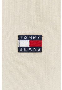 Tommy Jeans bluza bawełniana męska kolor beżowy z kapturem z aplikacją. Typ kołnierza: kaptur. Kolor: beżowy. Materiał: bawełna. Wzór: aplikacja #5