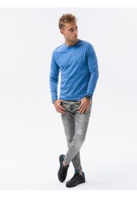 Ombre Clothing - Longsleeve męski bez nadruku - ciemnoniebieski V5 - Rozmiar: XXL. Okazja: na co dzień. Kolor: niebieski. Materiał: bawełna. Długość rękawa: długi rękaw. Długość: długie. Styl: klasyczny, casual, rockowy