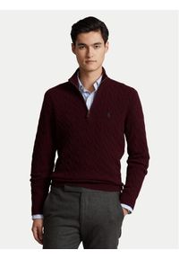 Polo Ralph Lauren Sweter 710876766007 Bordowy Regular Fit. Typ kołnierza: polo. Kolor: czerwony. Materiał: wełna #1