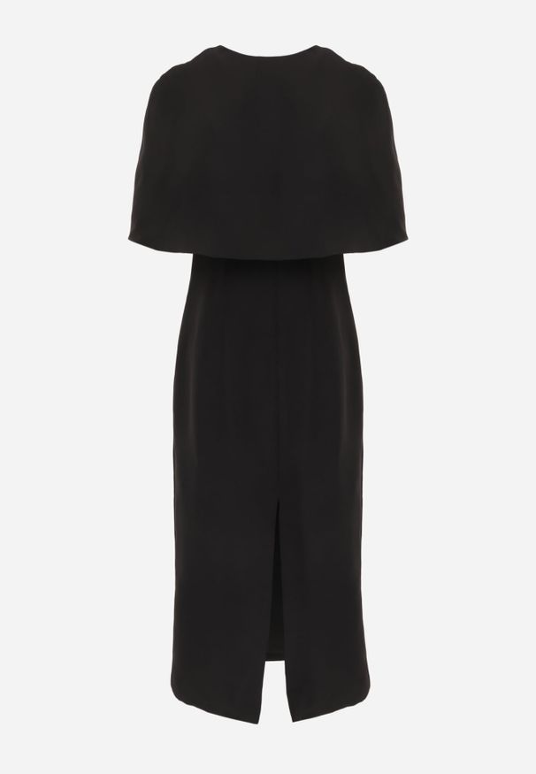 Renee - Czarna Sukienka VICES o Dopasowanym Kroju z Narzutką Kelaleno. Okazja: na randkę, na imprezę. Kolor: czarny. Materiał: poliester. Długość rękawa: na ramiączkach. Typ sukienki: dopasowane