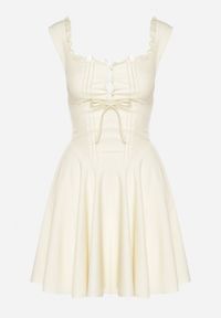 Born2be - Żółta Rozkloszowana Sukienka Vices w Rustykalnym Stylu z Wiązaniem Gorsetowym Foliora. Okazja: na co dzień. Typ kołnierza: dekolt gorset. Kolor: żółty. Długość rękawa: na ramiączkach. Typ sukienki: gorsetowe. Styl: klasyczny, casual, elegancki #6