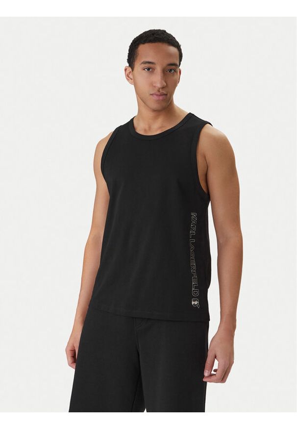 Karl Lagerfeld - KARL LAGERFELD Tank top B1M46012 Czarny Regular Fit. Typ kołnierza: dekolt w karo. Kolor: czarny. Materiał: bawełna