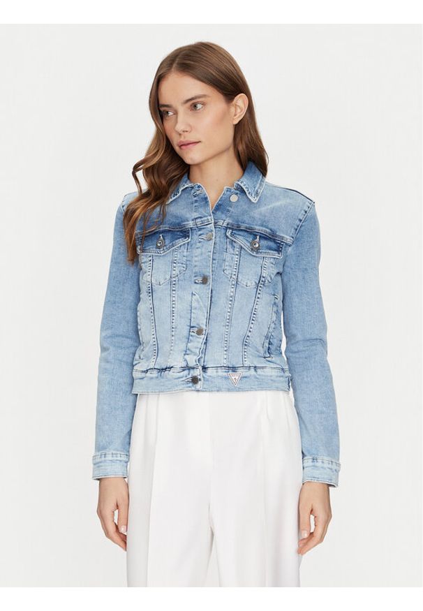 Guess Kurtka jeansowa W5RN01 D5L71 Niebieski Regular Fit. Kolor: niebieski. Materiał: bawełna