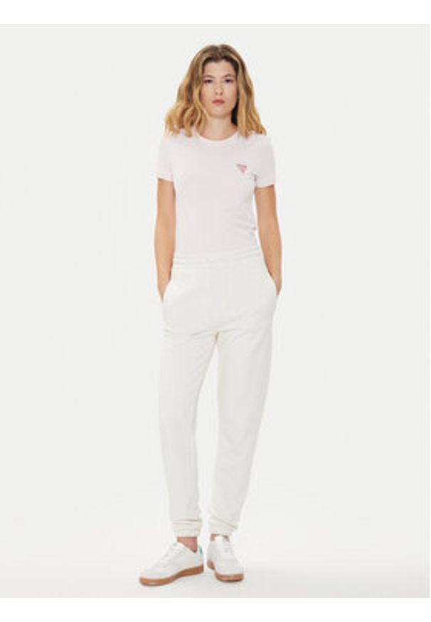 Guess T-Shirt W2YI44 J1314 Różowy Slim Fit. Kolor: różowy. Materiał: bawełna