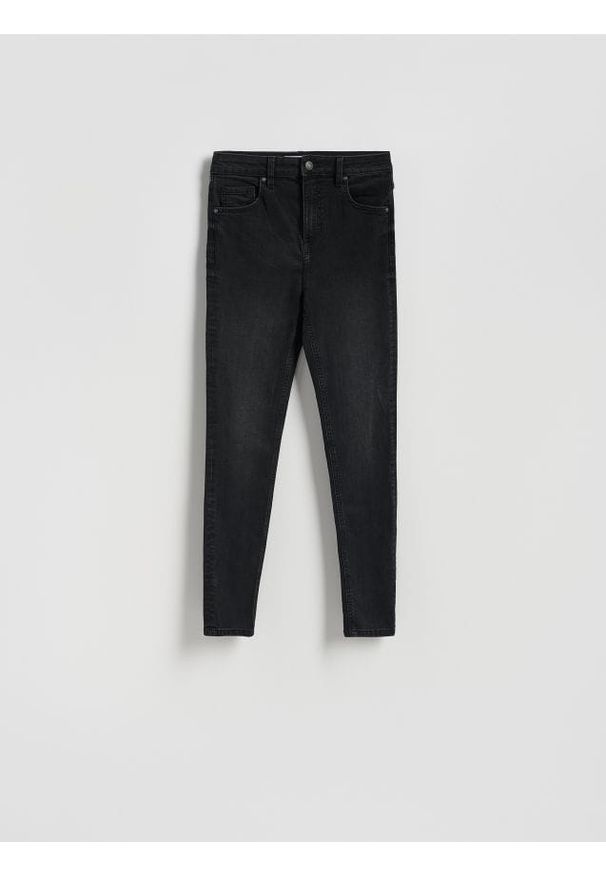 Reserved - Jeansy slim fit z przetarciami - czarny. Kolor: czarny