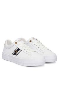 TOMMY HILFIGER - Tommy Hilfiger Sneakersy Th Foxing Platform Webbing FW0FW09353 Biały. Kolor: biały. Materiał: skóra. Obcas: na platformie #3