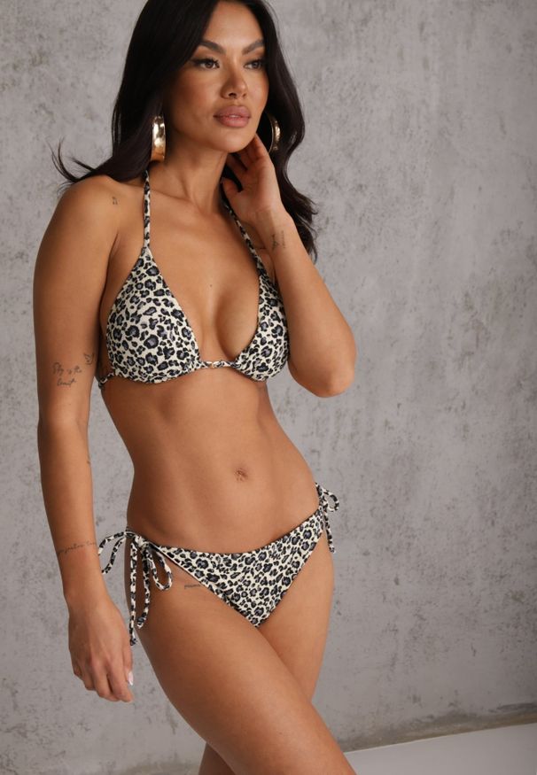 Renee - Panterkowe Bikini z Wiązaniem Biustonosz i Majtki Figi Sheira. Wzór: nadruk, motyw zwierzęcy
