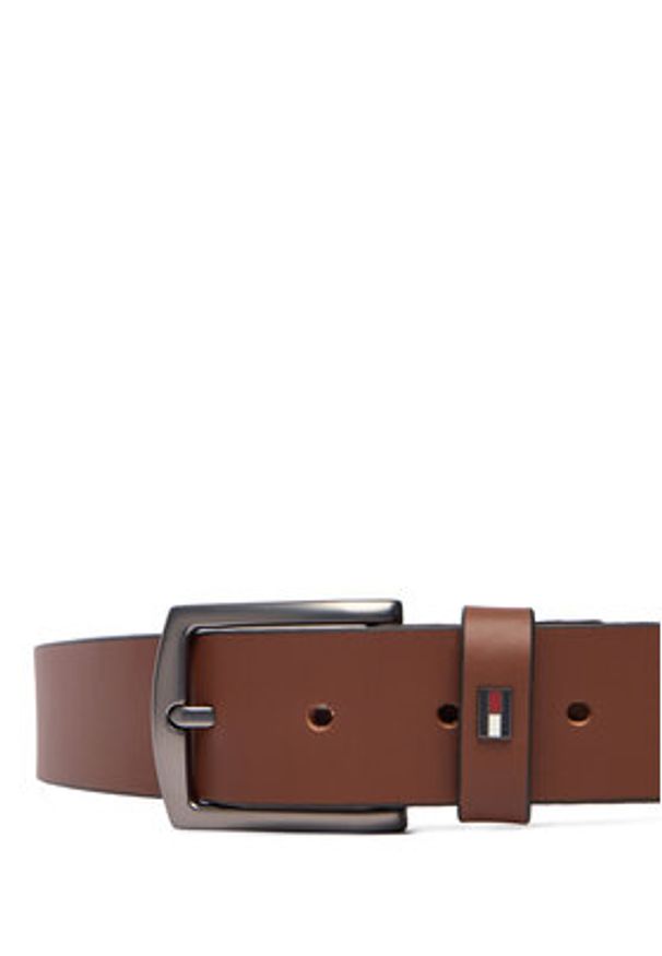 TOMMY HILFIGER - Tommy Hilfiger Pasek Męski Denton 3.5 Ext AM0AM13536 Brązowy. Kolor: brązowy. Materiał: skóra