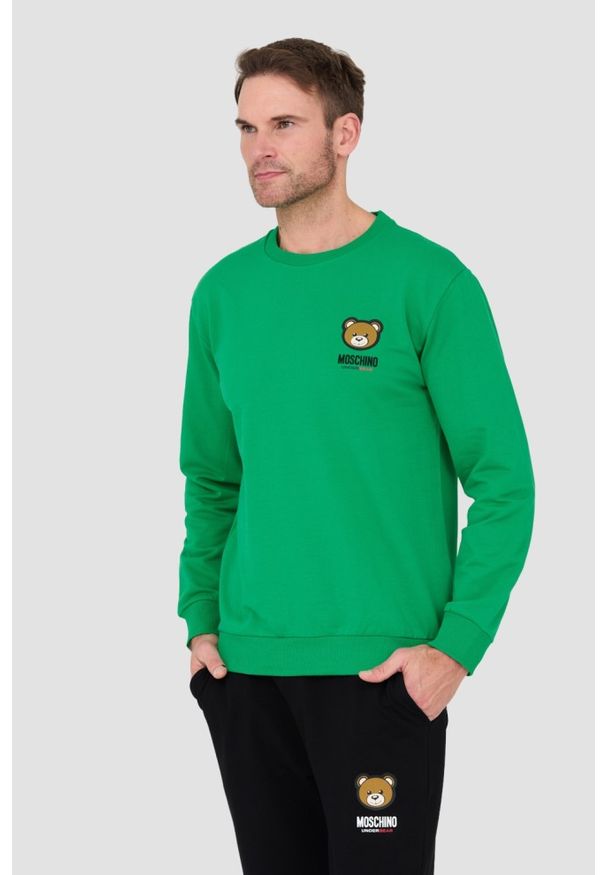 MOSCHINO Zielona męska bluza, Rozmiar L. Kolor: zielony