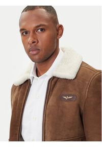 Aeronautica Militare Kurtka skórzana 252PN0163U100893 Brązowy Regular Fit. Kolor: brązowy. Materiał: skóra