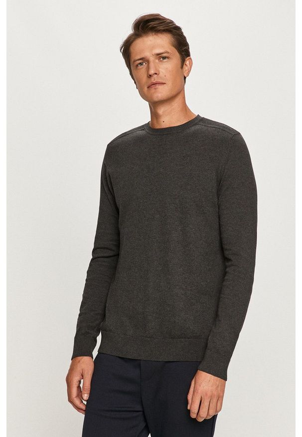 Selected - Sweter. Kolor: szary. Materiał: materiał. Długość rękawa: długi rękaw. Długość: długie
