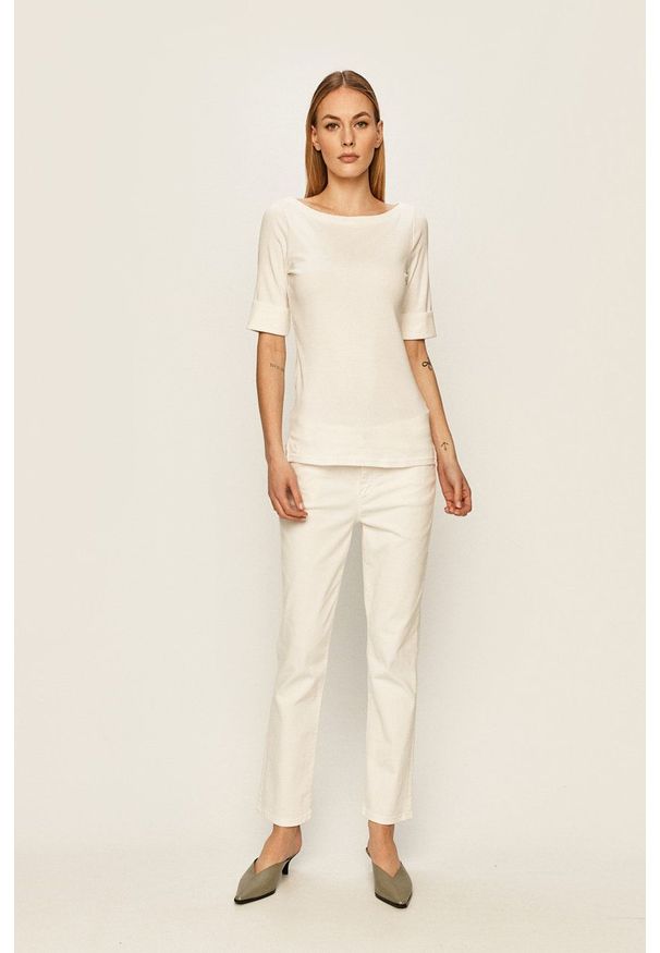 Lauren Ralph Lauren - T-shirt. Okazja: na co dzień. Kolor: biały. Materiał: dzianina. Styl: casual
