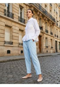 Sinsay - Koszula z krytą plisą i falbaną - biały. Kolor: biały #1