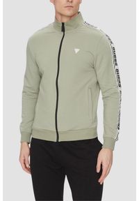Guess - GUESS Zielona bluza męska z lampasami New Arlo. Kolor: zielony