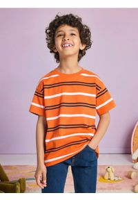 Sinsay - Luźna koszulka w paski - pomarańczowy. Kolor: pomarańczowy. Wzór: paski #1